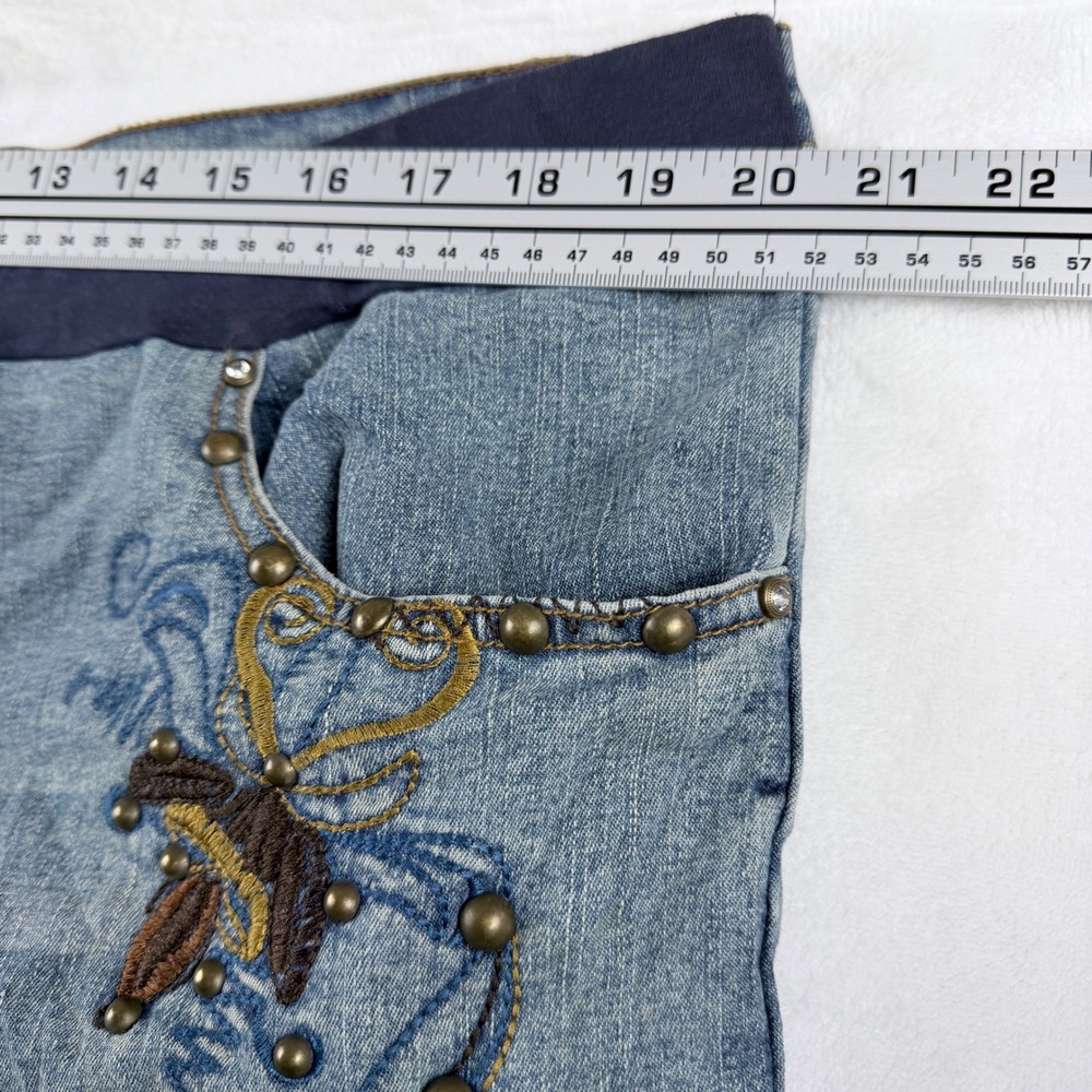 Y2K Announcements Maternity Embellished Bug Embroidered Jeans XL 16/18 - Picture 4 of 8